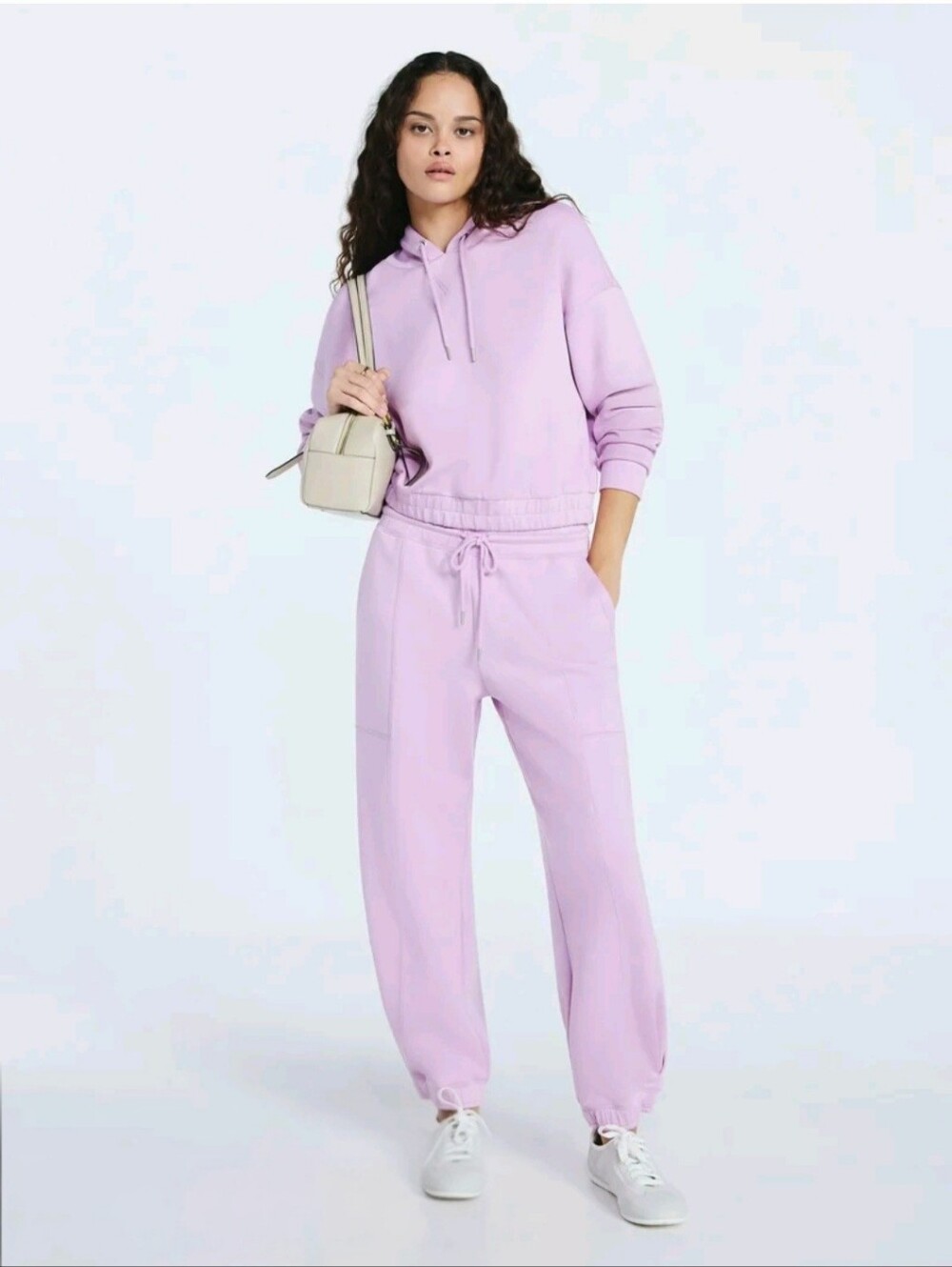 Lilac Drawstring Joggers Relaxed-Comfort Track Pants And matching sweatshirt Set